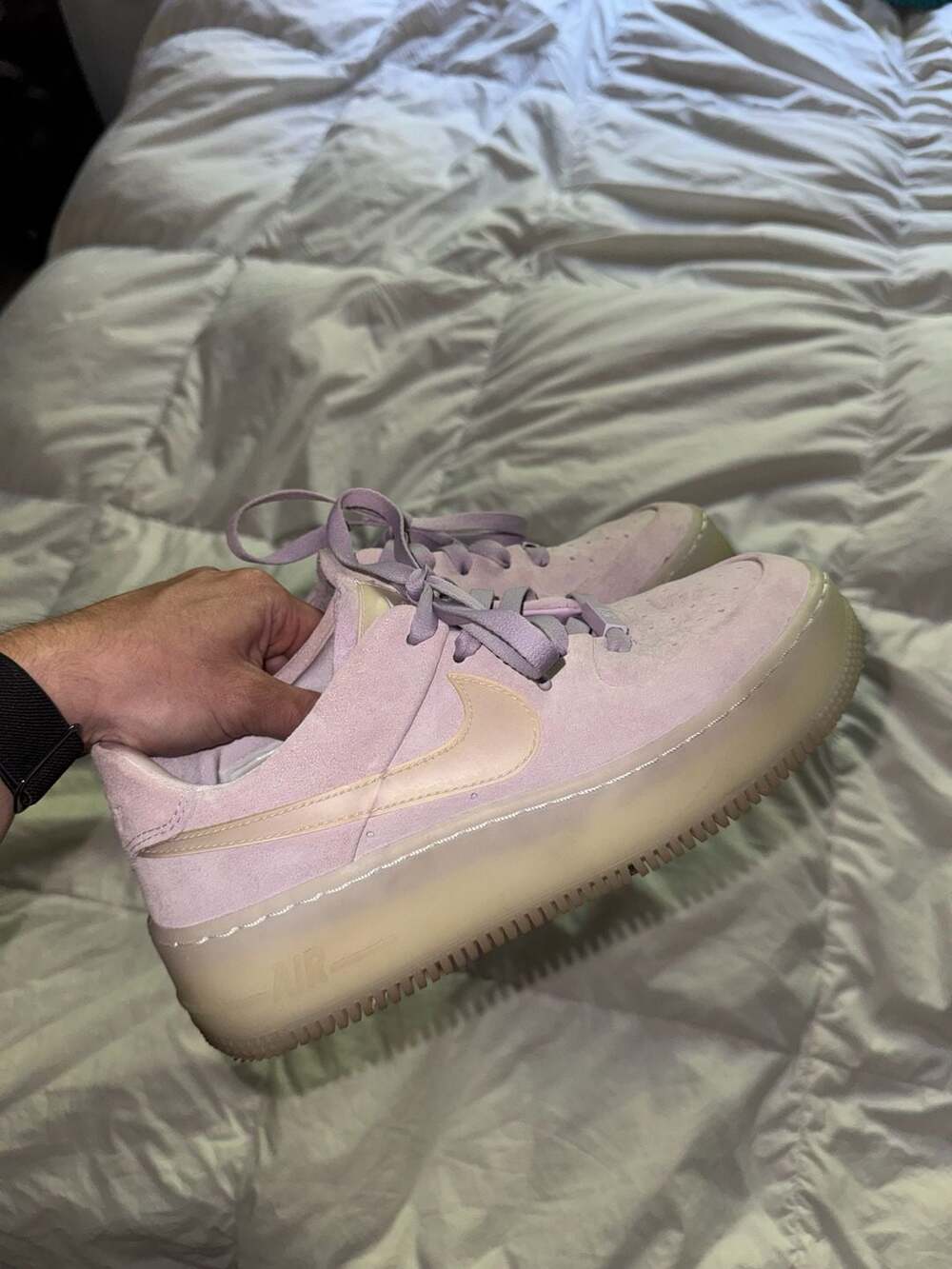 Nike Air Force 1 Sage LX Low Violet Mist Suede Platform Sneakers AR5409-500
